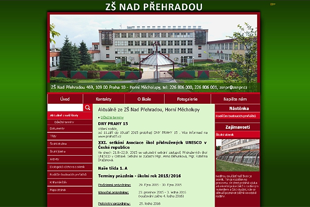 www.zsnpr.cz - školní web ZŠ Nad Přehradou 