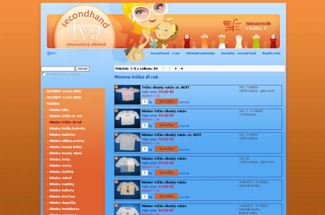www.secondhand-iva.cz rodinný vesele pojatý design pro radost z internetového nakupování. Design hlásá - vydělá každý zákazník, který u nás opravdu nakupuje 